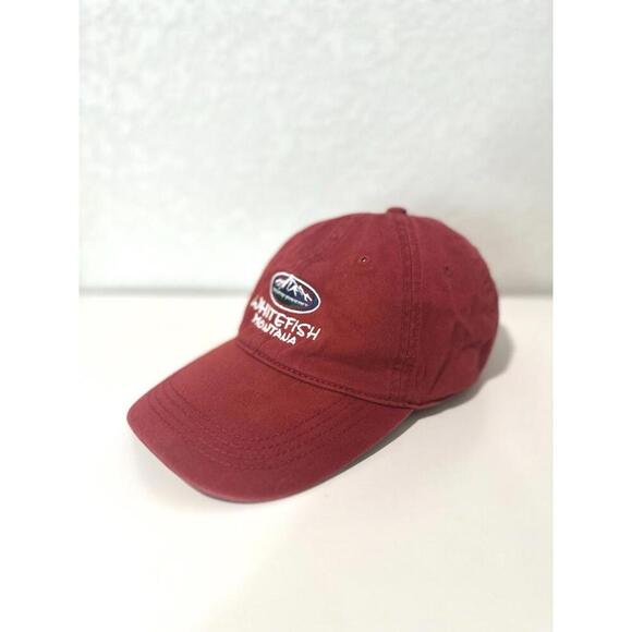 Prairie Mountain White Fish Montana Embroidered Red Adjustable Baseball Hat - Picture 2 of 10